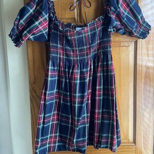 Hill House- Athena Nap Dress, Navy Tartan- Size L